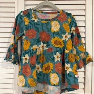 Ruffle Butts Floral Print Top with Ruffles